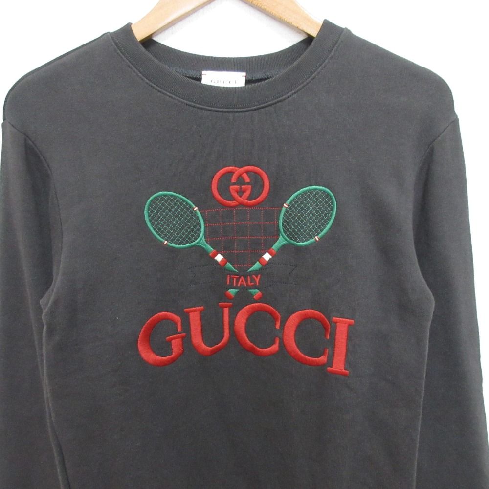 Gucci Tennis Logo Embroidery Crew Neck Sweatshirt Pullover Kids Gray Spring 10 — view 3