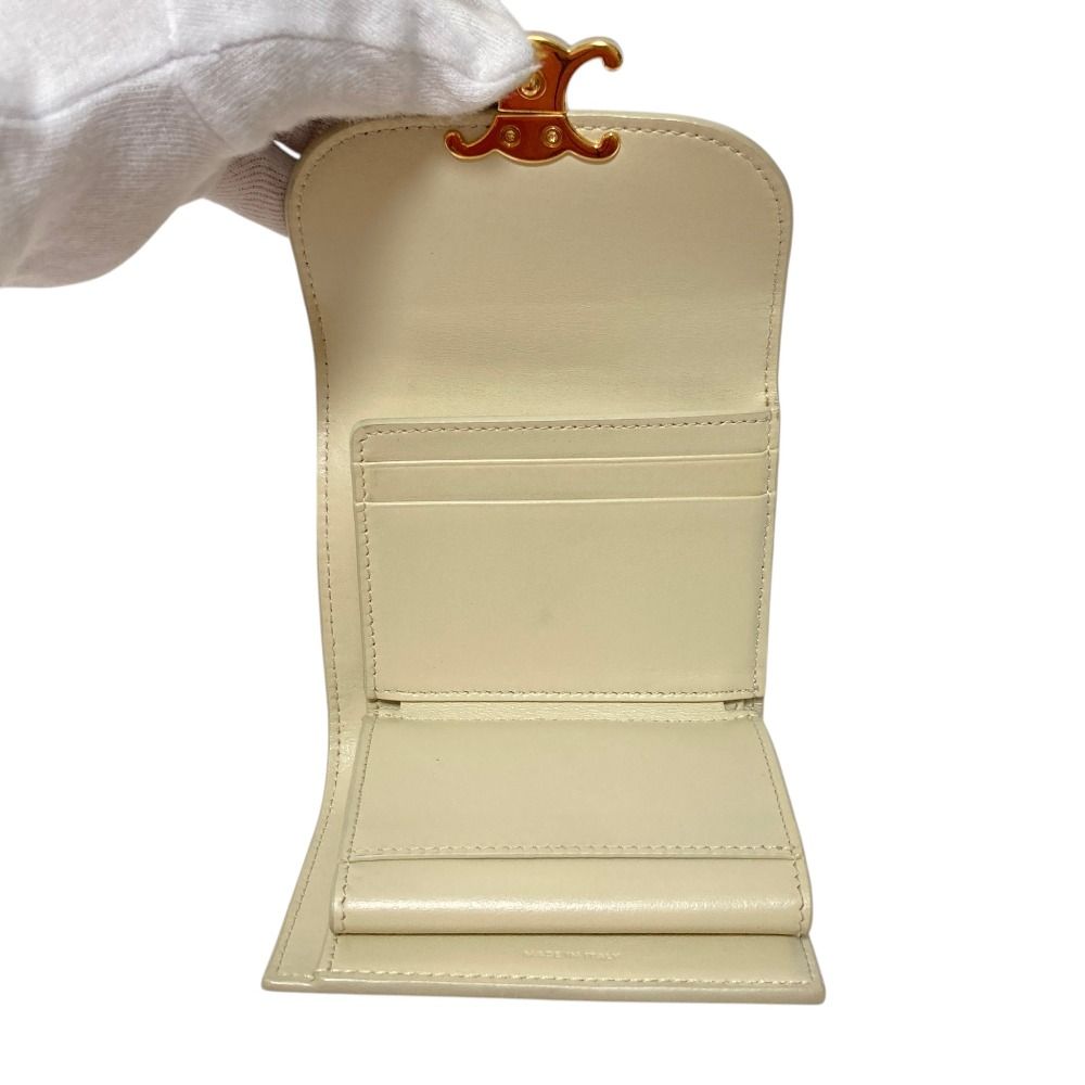 Celine Triomphe Small Flap Wallet Light Cream — view 6