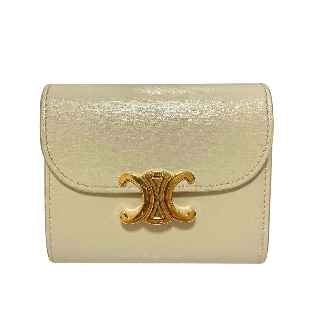 Celine Triomphe Small Flap Wallet Light Cream
