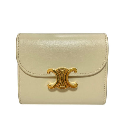 Celine Triomphe Small Flap Wallet Light Cream