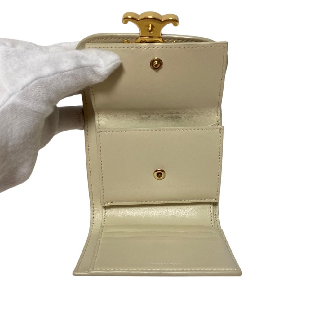 Celine Triomphe Small Flap Wallet Light Cream — view 7