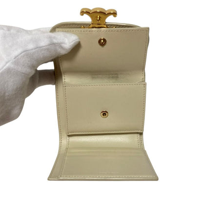 Celine Triomphe Small Flap Wallet Light Cream — view 7