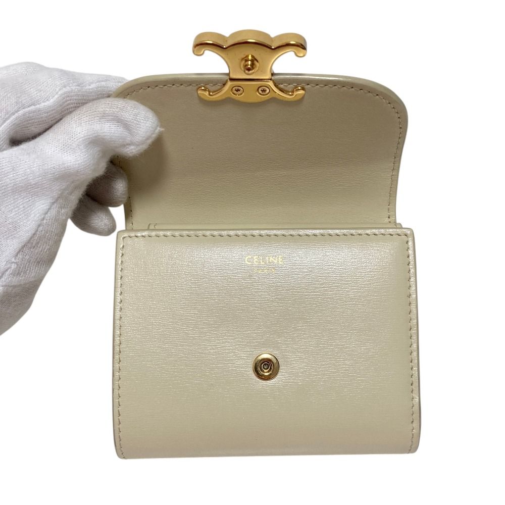 Celine Triomphe Small Flap Wallet Light Cream — view 5