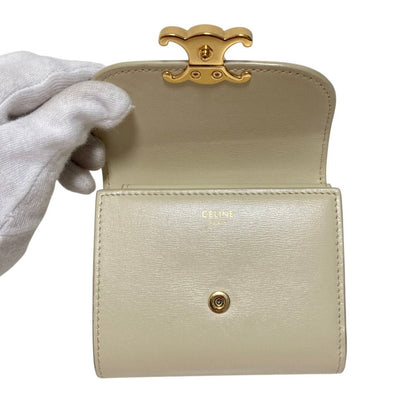 Celine Triomphe Small Flap Wallet Light Cream — view 5
