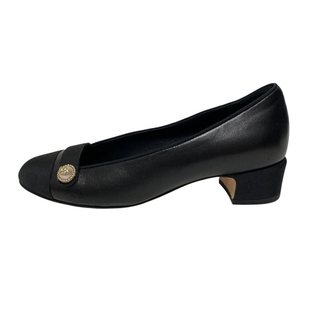 Chanel CC Logo Pearl Gran Pumps Black Spring Summer Winter Heels — view 3