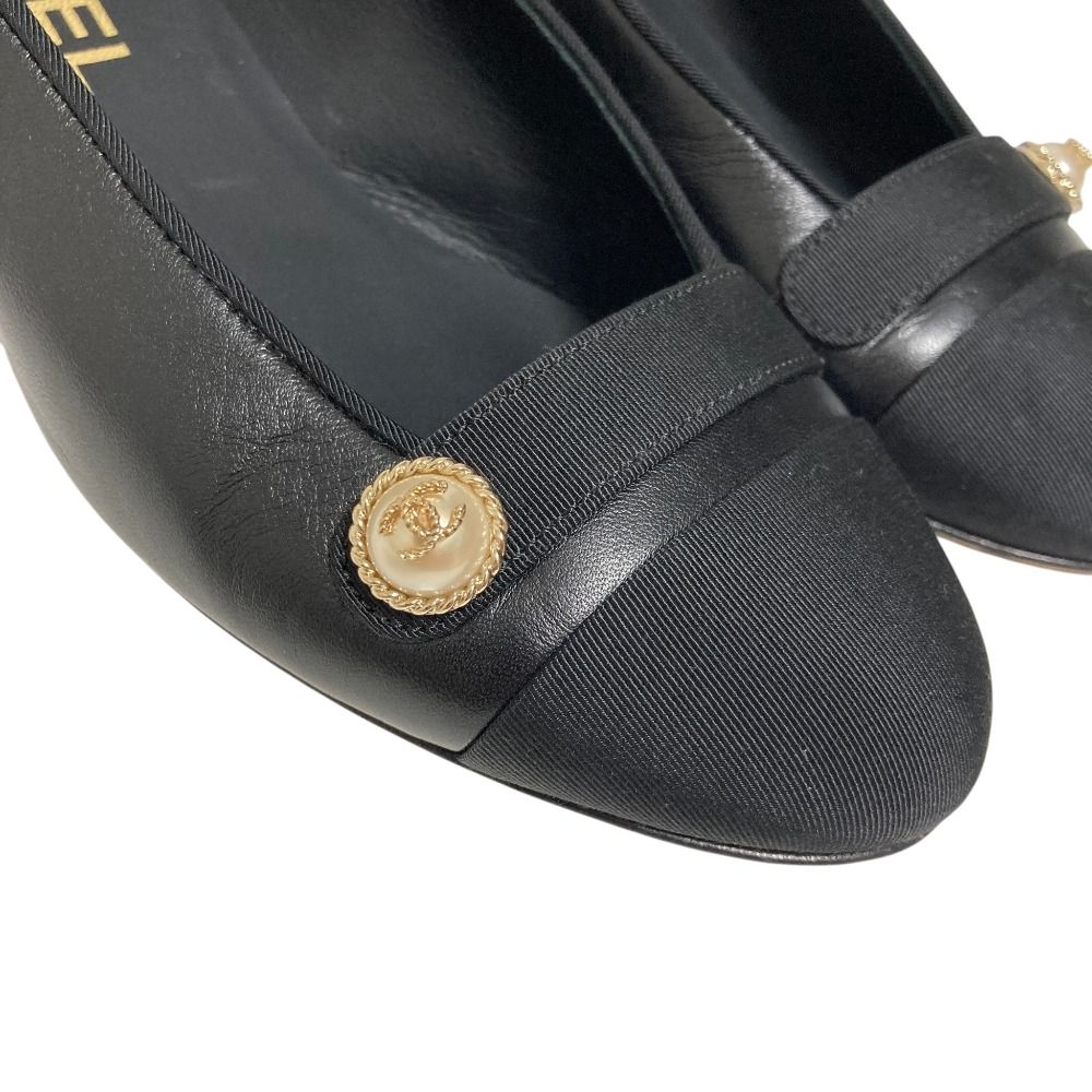 Chanel CC Logo Pearl Gran Pumps Black Spring Summer Winter Heels — view 6