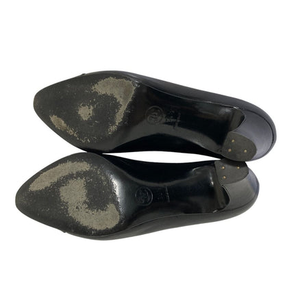 Chanel Vintage CC Logo Leather Almond Toe Pumps Black Spring Summer Fall — view 5
