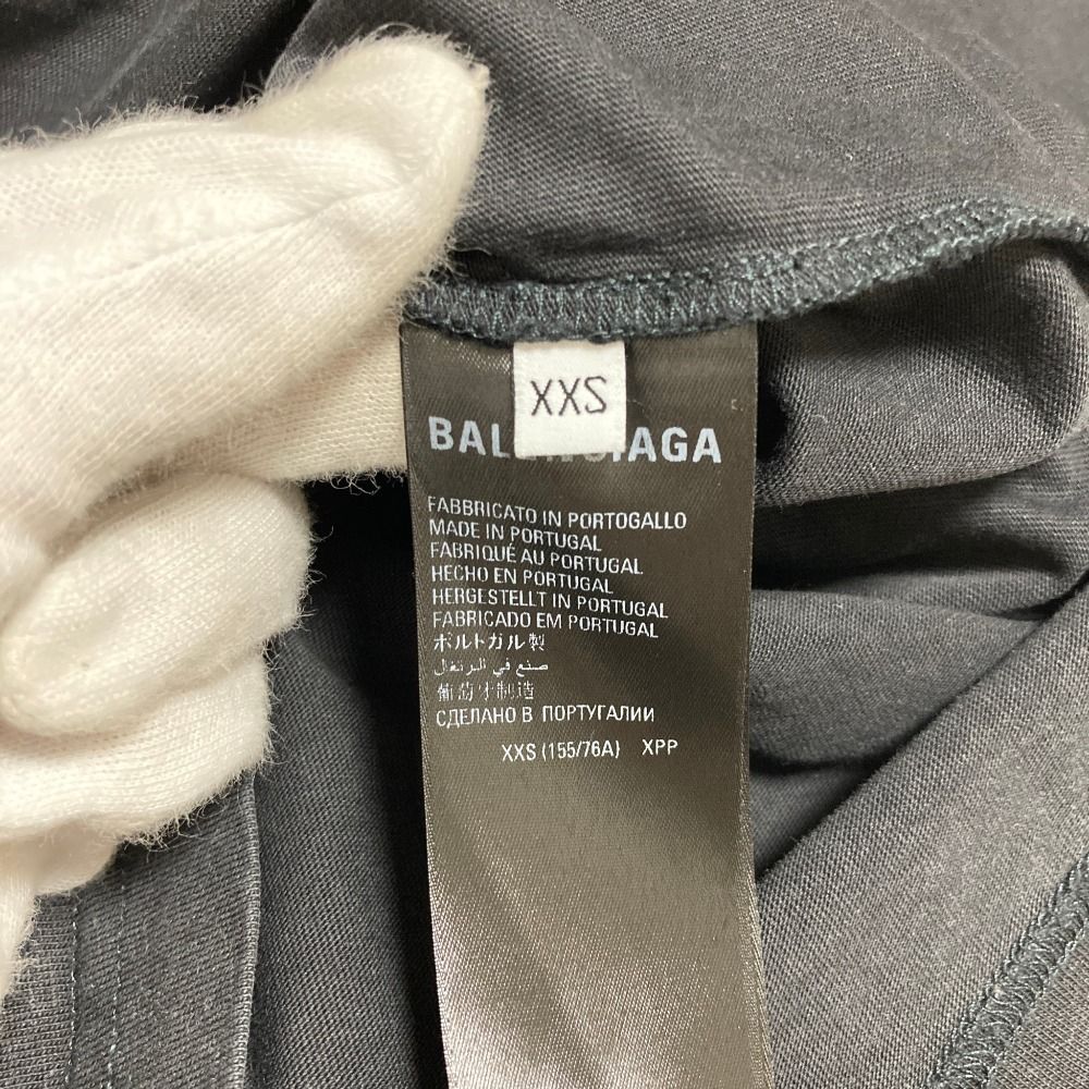 Balenciaga Back Logo Rhinestone Short Sleeve Fade T-Shirt XXS Black Spring — view 7