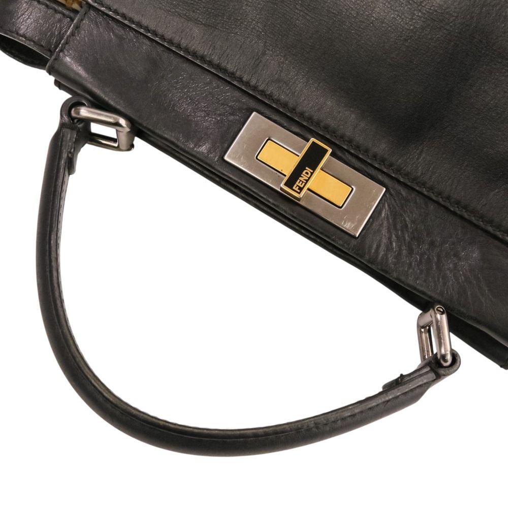 Fendi Peekaboo Medium 2-Way Leather Shoulder Bag Black — view 5