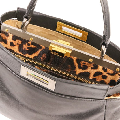 Fendi Peekaboo Medium 2-Way Leather Shoulder Bag Black — view 6