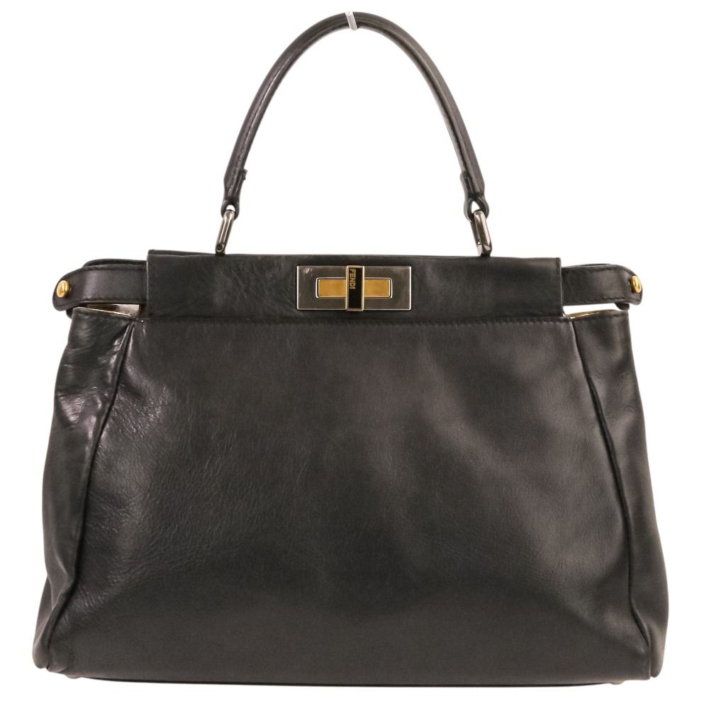 Fendi Peekaboo Medium 2-Way Leather Shoulder Bag Black