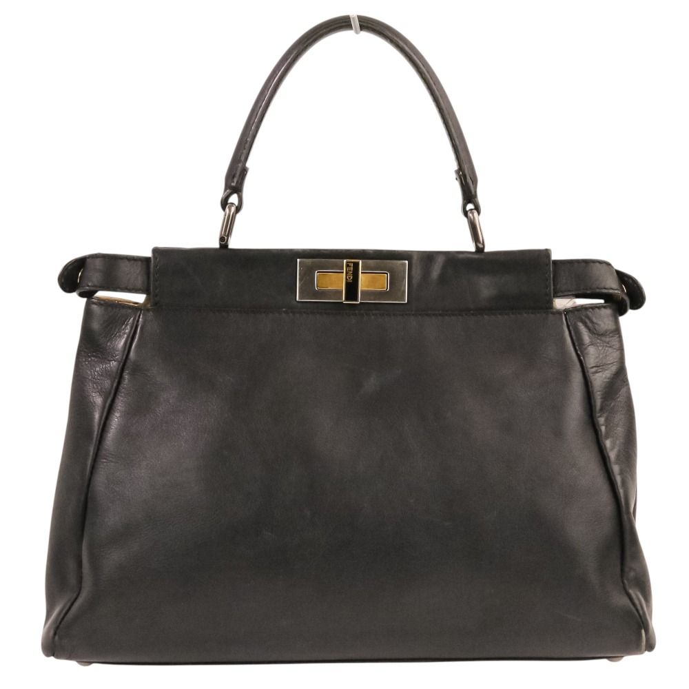 Fendi Peekaboo Medium 2-Way Leather Shoulder Bag Black — view 2