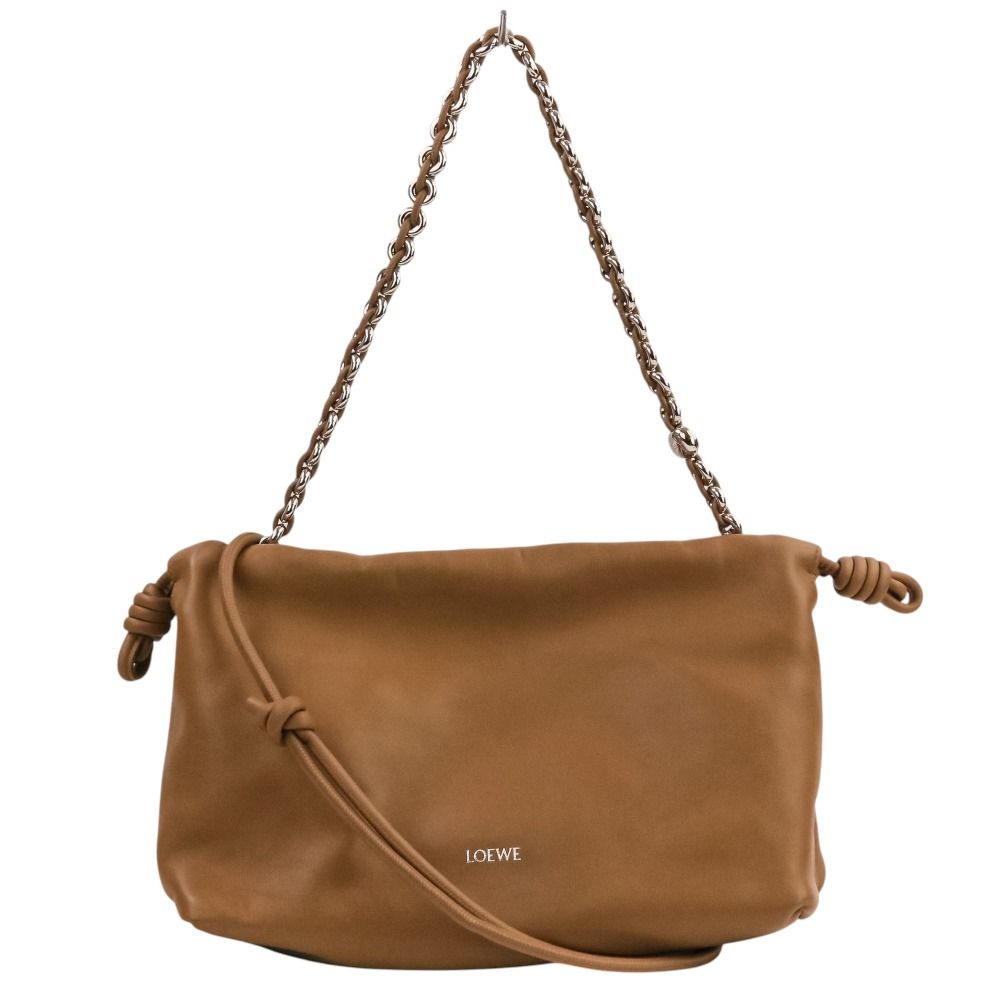 Loewe Flamenco Perth Leather Shoulder Bag Medium Mocha Brown