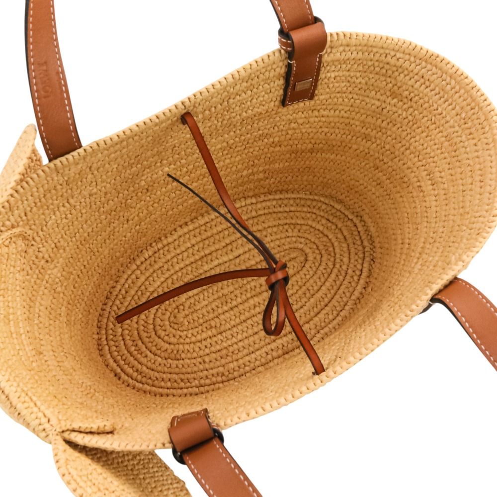 Loewe Elephant Basket Small Raffia & Calfskin Tote Bag Natural Brown — view 8