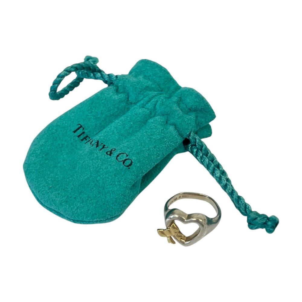 Tiffany & Co Heart Ribbon 925 750 Combination Ring Silver Gold — view 8
