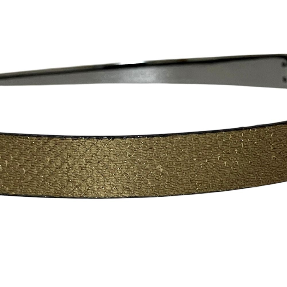 Gucci Logo Plate Leather Belt Gold Colored — view 3