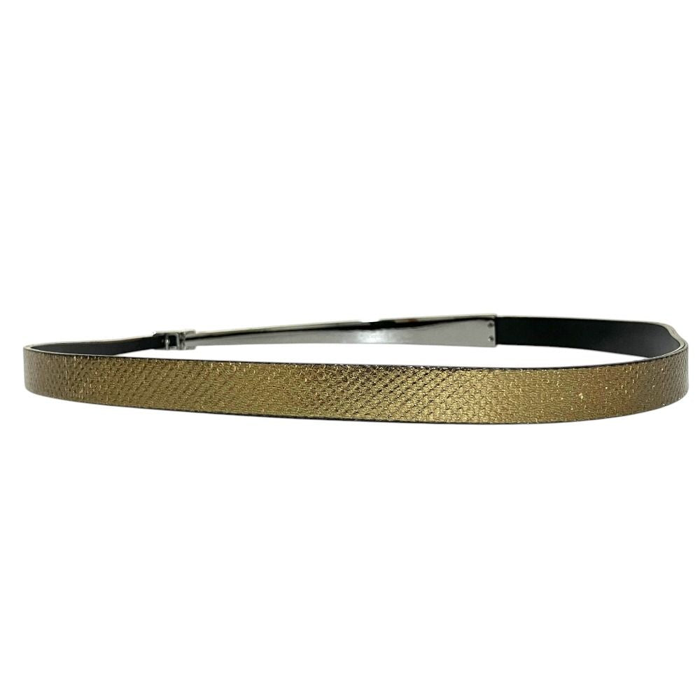 Gucci Logo Plate Leather Belt Gold Colored — view 2