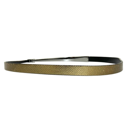 Gucci Logo Plate Leather Belt Gold Colored — view 2