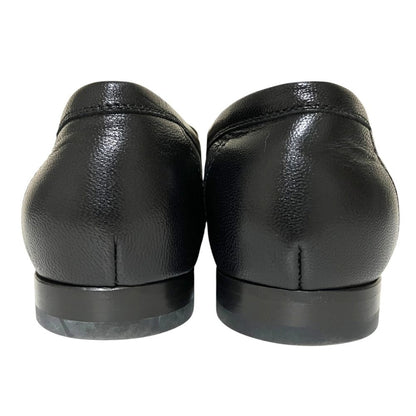 Hermes Paris H Logo Buckle Moccasins Leather Loafers Shoes Black — view 4
