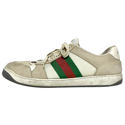 Gucci Web Line Sherry Screener Low Cut Leather Sneakers 14 33 White Beige — view 4