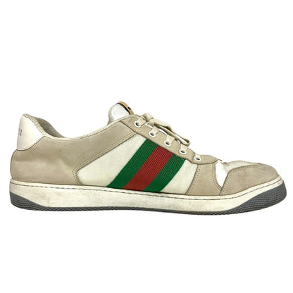 Gucci Web Line Sherry Screener Low Cut Leather Sneakers 14 33 White Beige — view 5