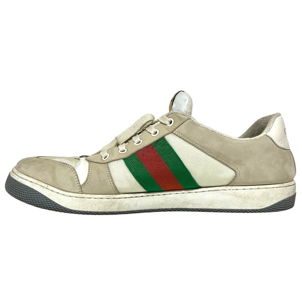 Gucci Web Line Sherry Screener Low Cut Leather Sneakers 14 33 White Beige — view 2