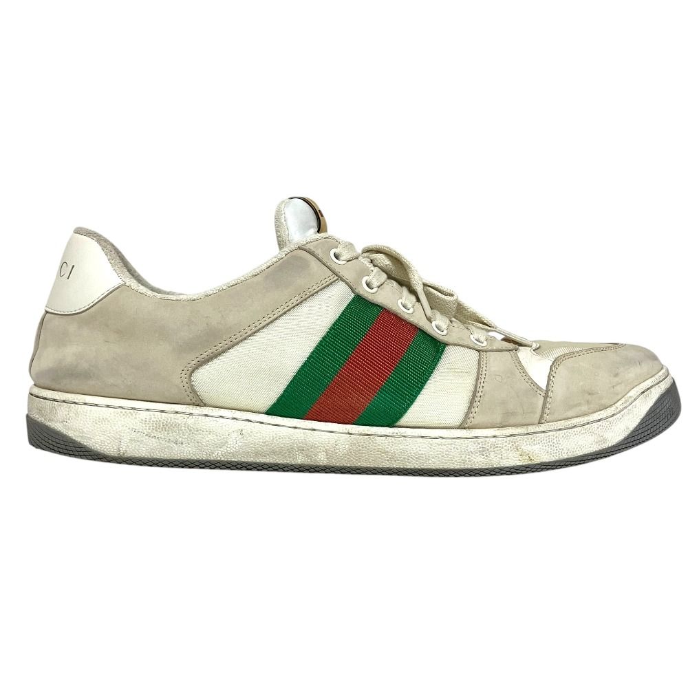 Gucci Web Line Sherry Screener Low Cut Leather Sneakers 14 33 White Beige — view 3
