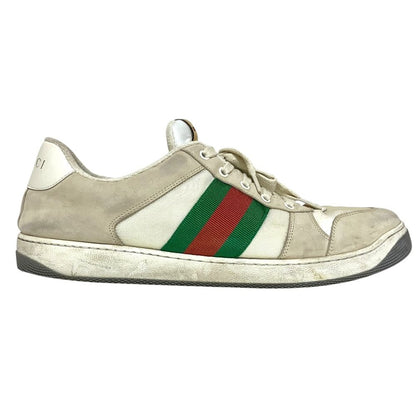 Gucci Web Line Sherry Screener Low Cut Leather Sneakers 14 33 White Beige — view 3