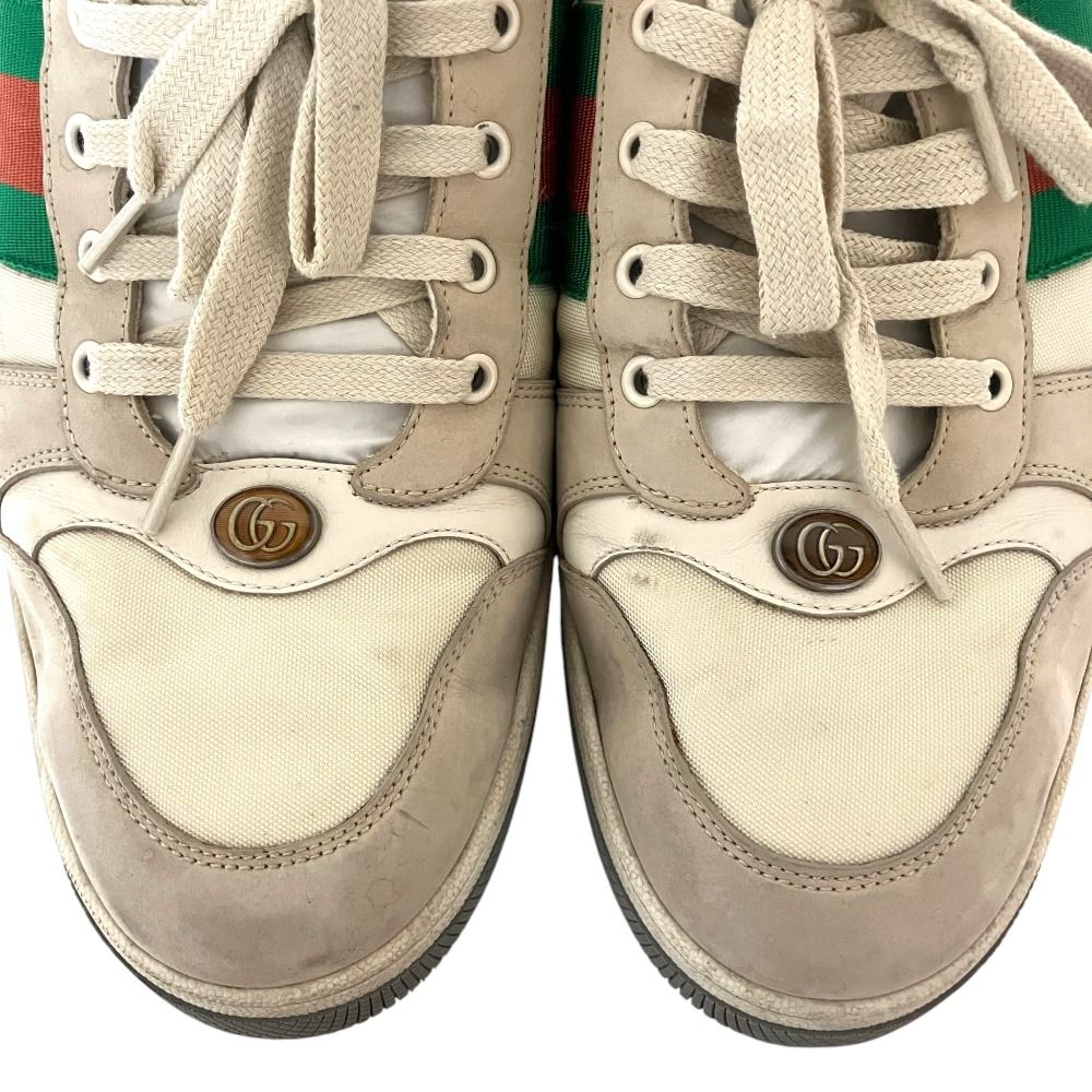 Gucci Web Line Sherry Screener Low Cut Leather Sneakers 14 33 White Beige — view 7