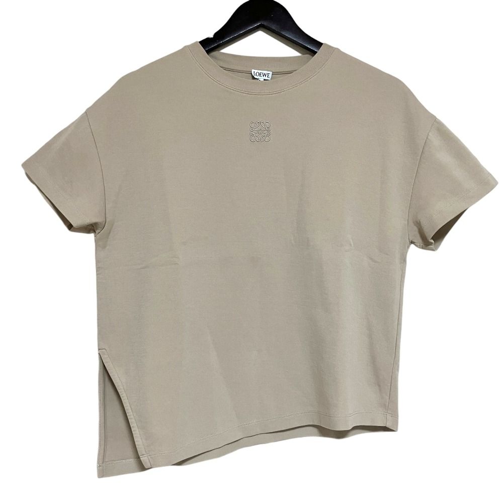 Loewe Anagram Embroidery Asymmetric Design Short Sleeve T-Shirt Beige Spring XS