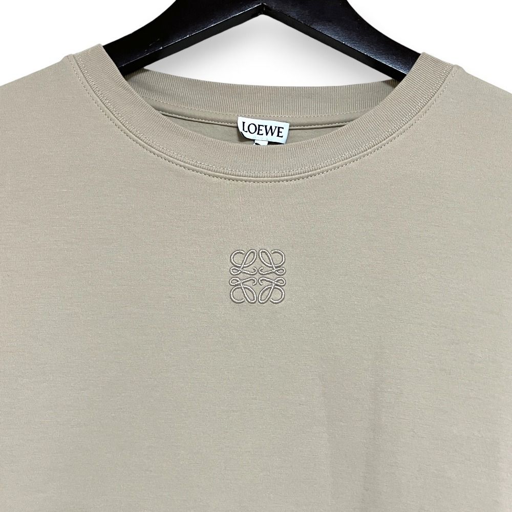 Loewe Anagram Embroidery Asymmetric Design Short Sleeve T-Shirt Beige Spring XS — view 4