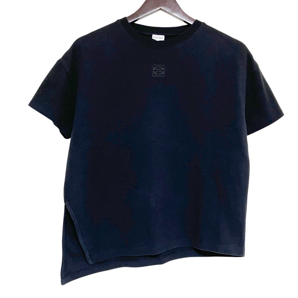 Loewe Anagram Embroidery Asymmetric Design Short Sleeve T-Shirt Black Spring XS