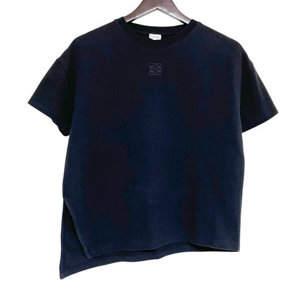Loewe Anagram Embroidery Asymmetric Design Short Sleeve T-Shirt Black Spring XS