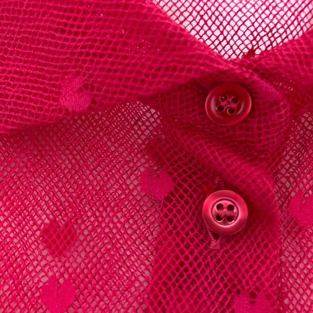 Dior Short Sleeve Sheer Heart Lace Blouse Shirt Pink Spring Summer — view 6