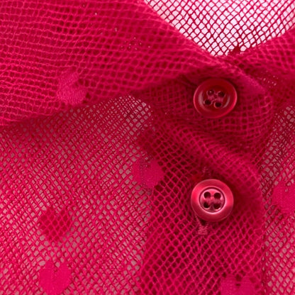 Dior Short Sleeve Sheer Heart Lace Blouse Shirt Pink Spring Summer — view 6