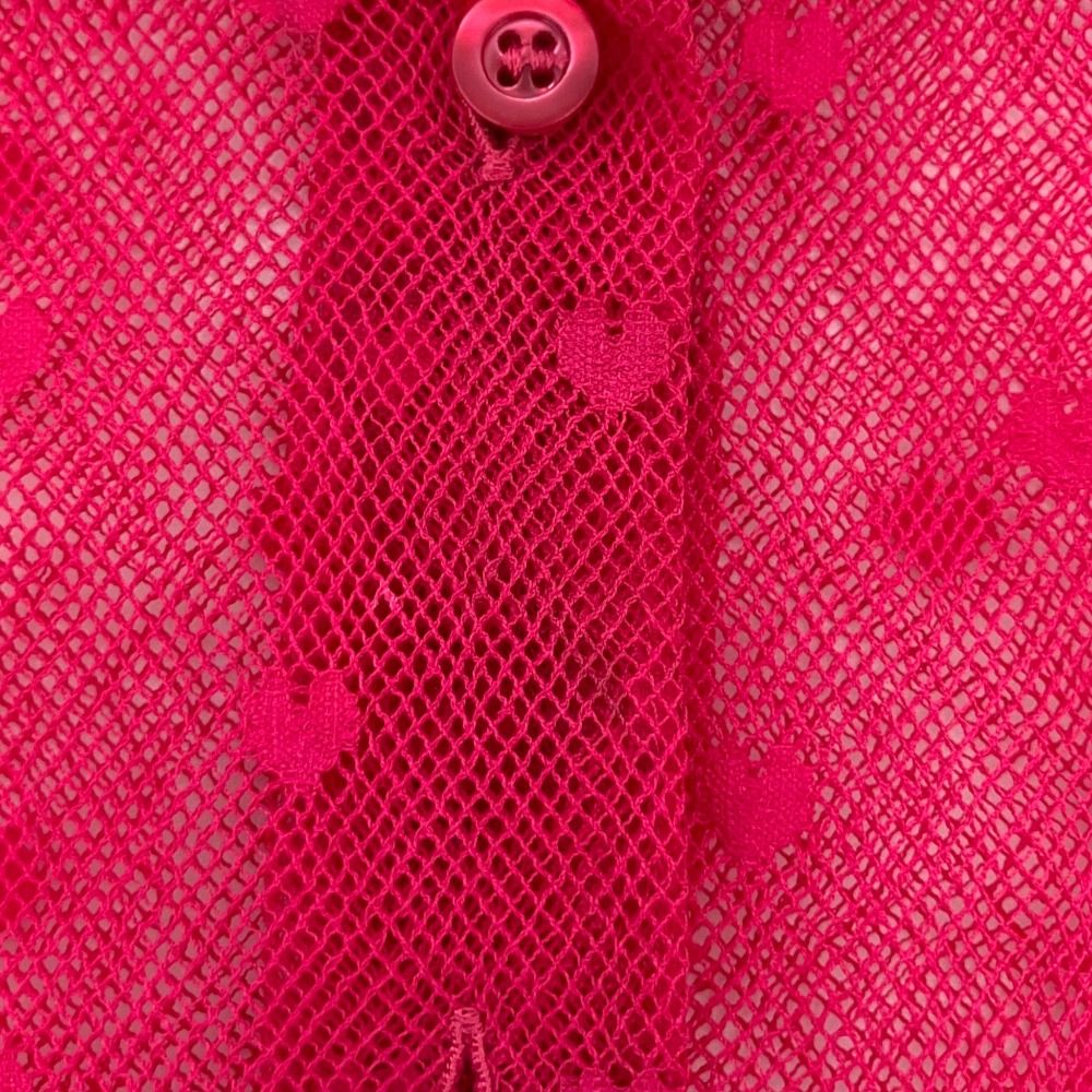 Dior Short Sleeve Sheer Heart Lace Blouse Shirt Pink Spring Summer — view 7