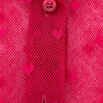 Dior Short Sleeve Sheer Heart Lace Blouse Shirt Pink Spring Summer — view 7