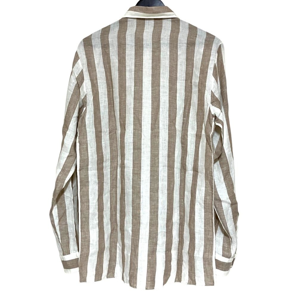 Louis Vuitton Linen Striped Long Sleeve Button Down Shirt Beige Off White S — view 2