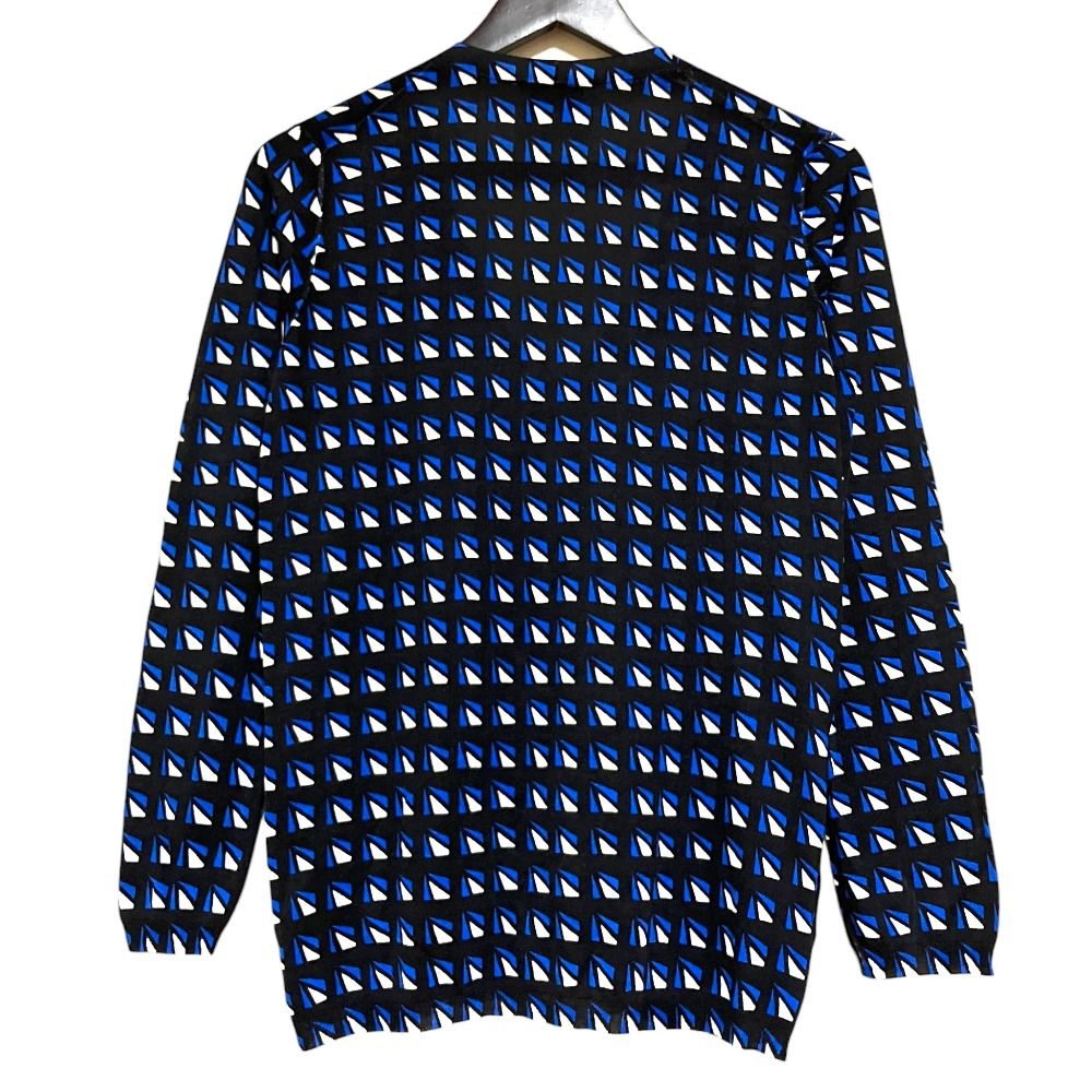 Prada Geometric Knit Cardigan Black Blue White — view 2