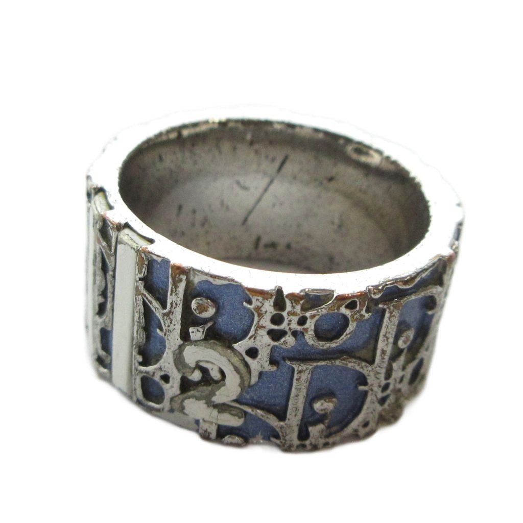 Dior Ring Logo Trotter Pattern Blue Silver