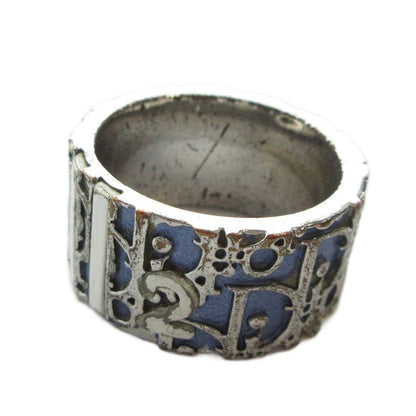 Dior Ring Logo Trotter Pattern Blue Silver