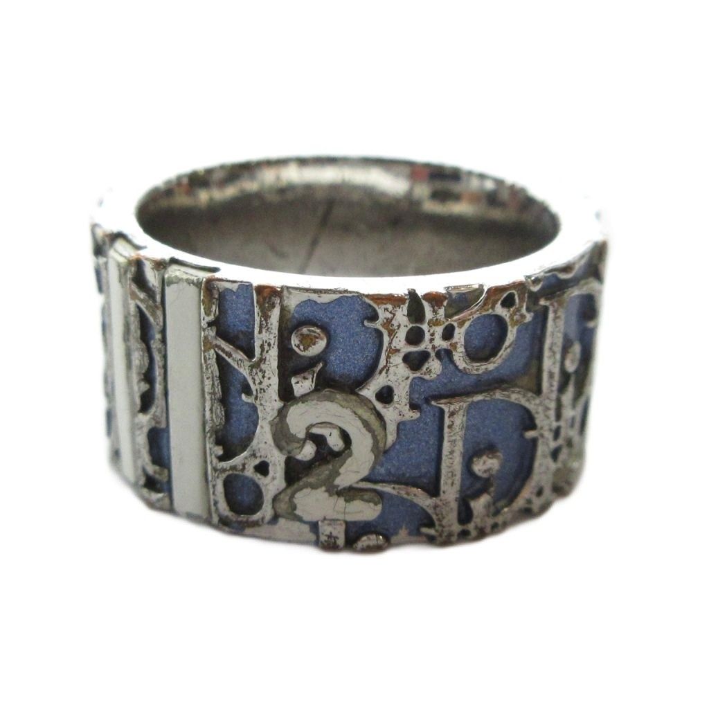 Dior Ring Logo Trotter Pattern Blue Silver — view 2