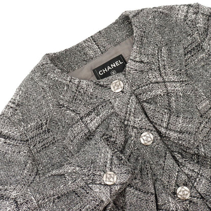 Chanel Jacket Coco Buttons Collarless Frills Tweed Outer — view 3