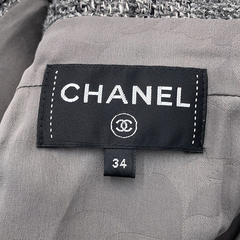 Chanel Jacket Coco Buttons Collarless Frills Tweed Outer — view 5