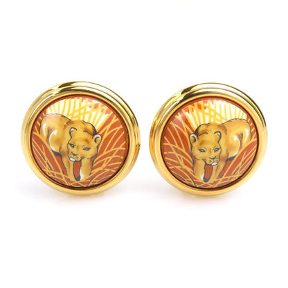 Hermes Earrings Cloisonne Gold