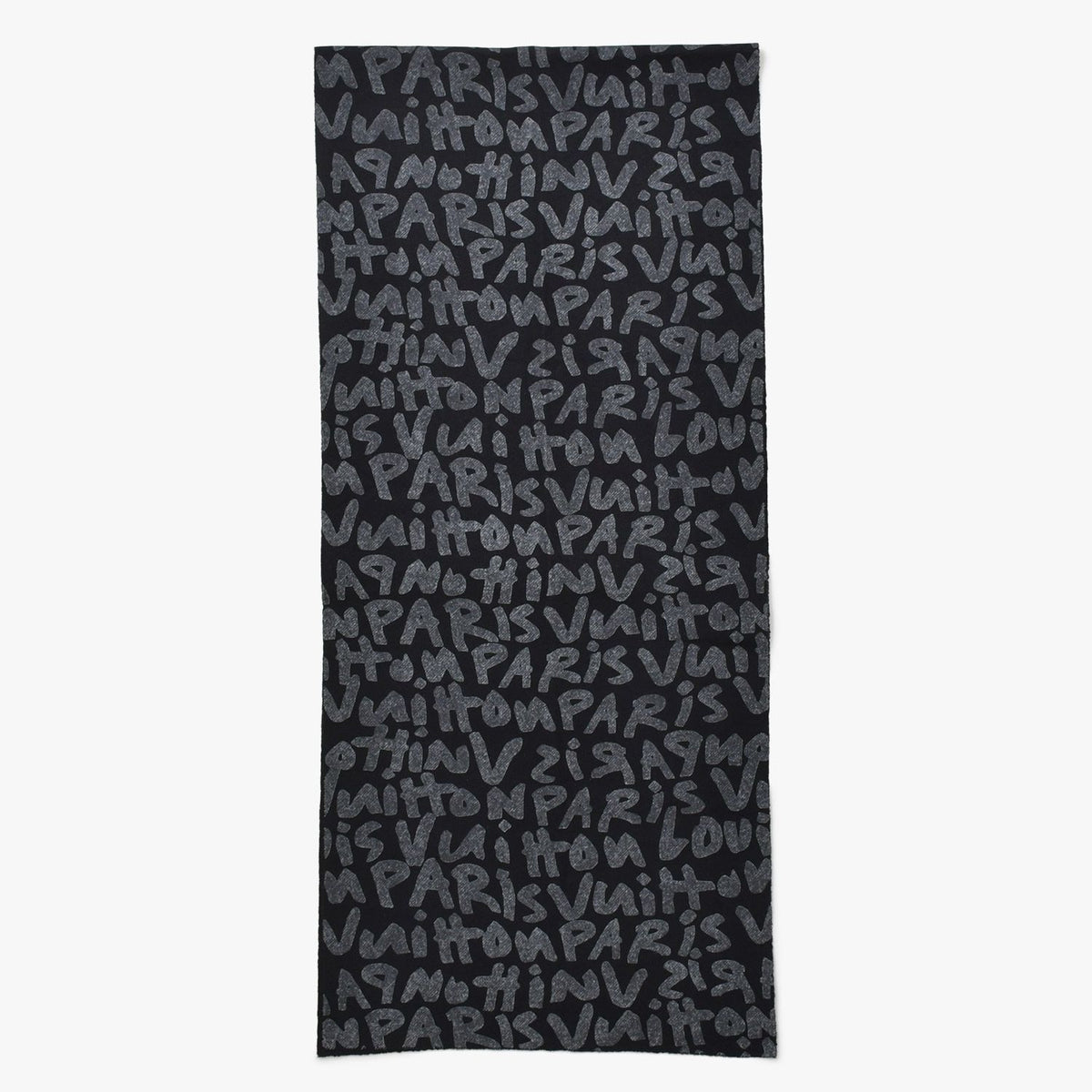 Louis Vuitton Scarf Echarpe Felted Graffiti Black Gray — view 2