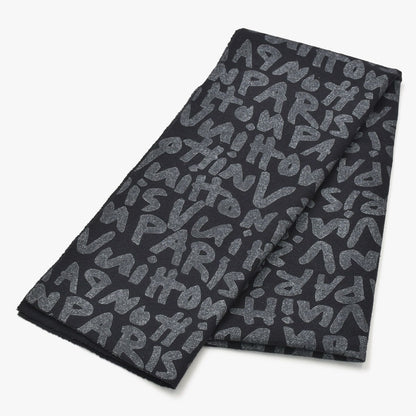 Louis Vuitton Scarf Echarpe Felted Graffiti Black Gray