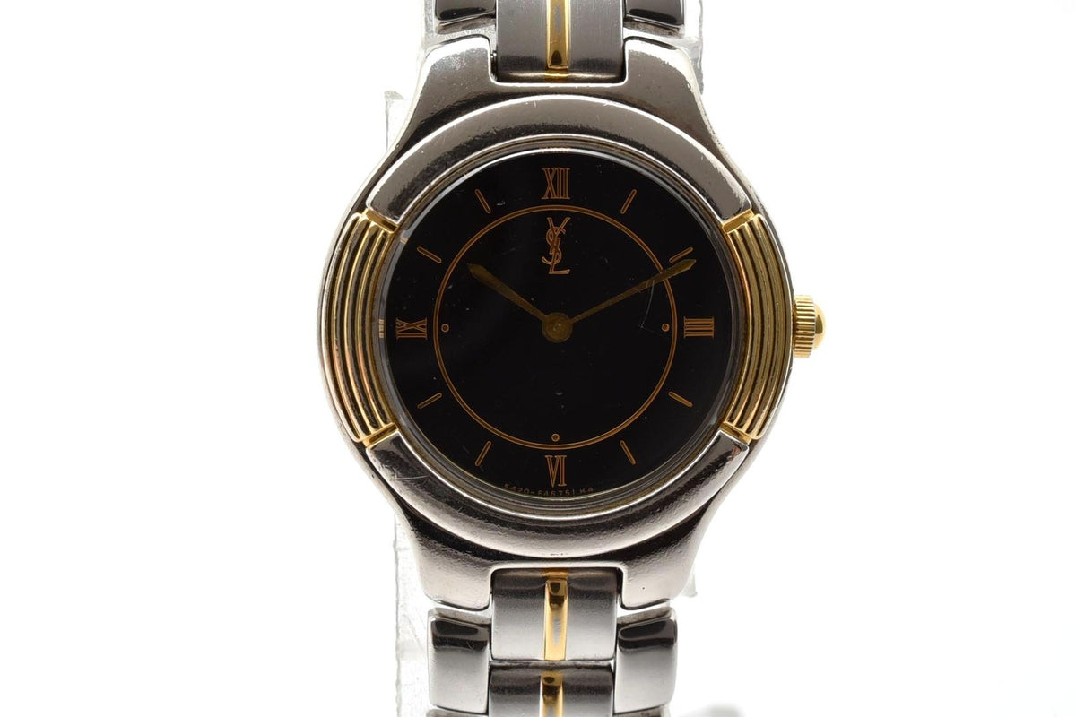 Saint Laurent Yves Quartz Duo Black Dial Roman Numerals Watch — view 3