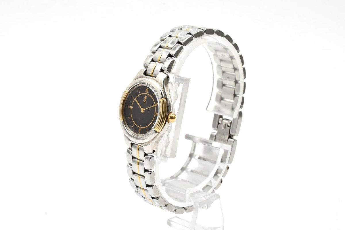 Saint Laurent Yves Quartz Duo Black Dial Roman Numerals Watch — view 2