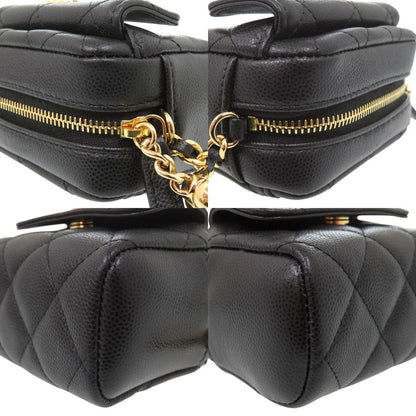 Chanel CC Logo Quilted Mini Fringe Chain Shoulder Caviar Leather Black Bag — view 5